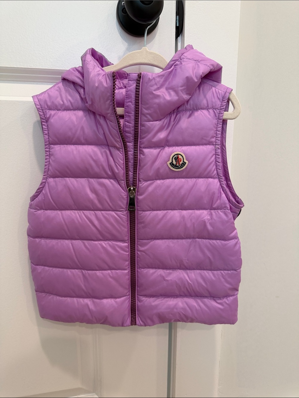Kids Moncler Purple Quilted Hooded Puffer Vest